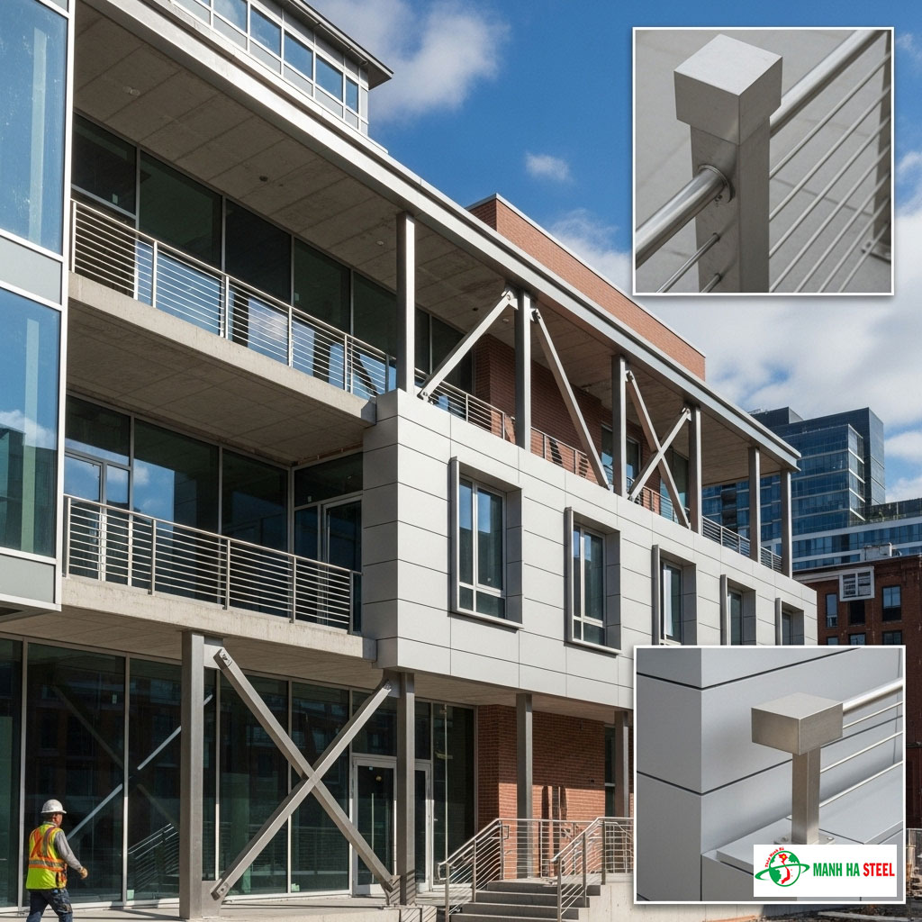 Ứng dụng thực tế của cây inox vuông trong xây dựng