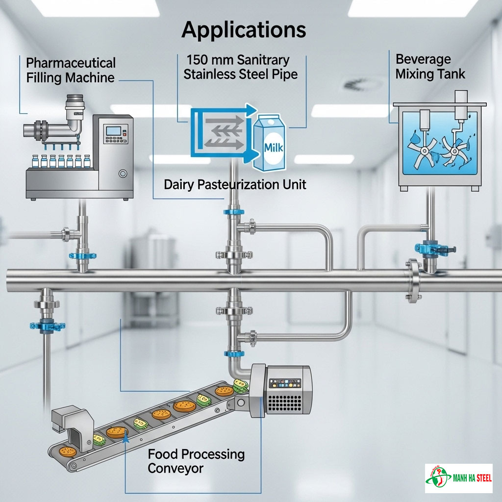 Ứng dụng thực tế của ống inox vi sinh 150 mm