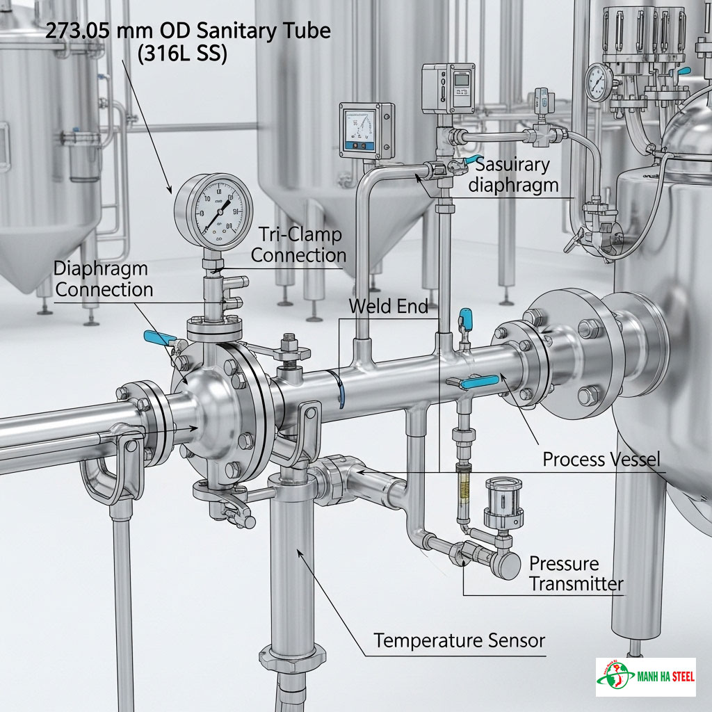 Ứng dụng của ống inox vi sinh 273.05 mm