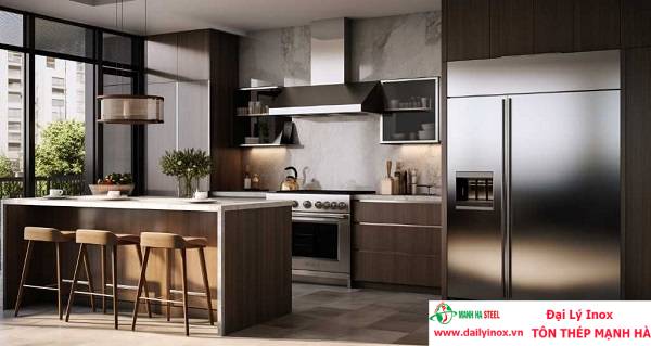 Xu hướng sử dụng inox trong nhà bếp hiện đại