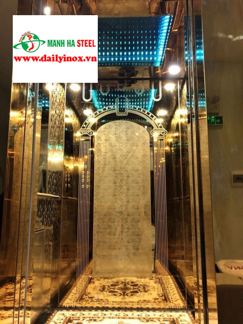 inox vàng thang máy