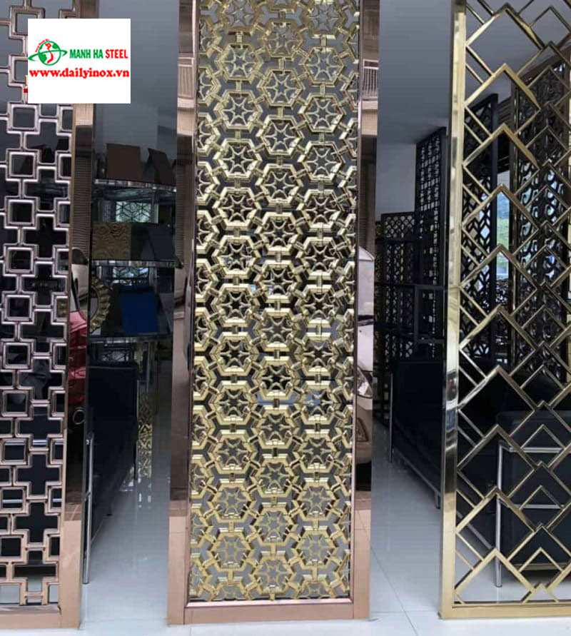 giá vách ngăn inox mạ vàng
