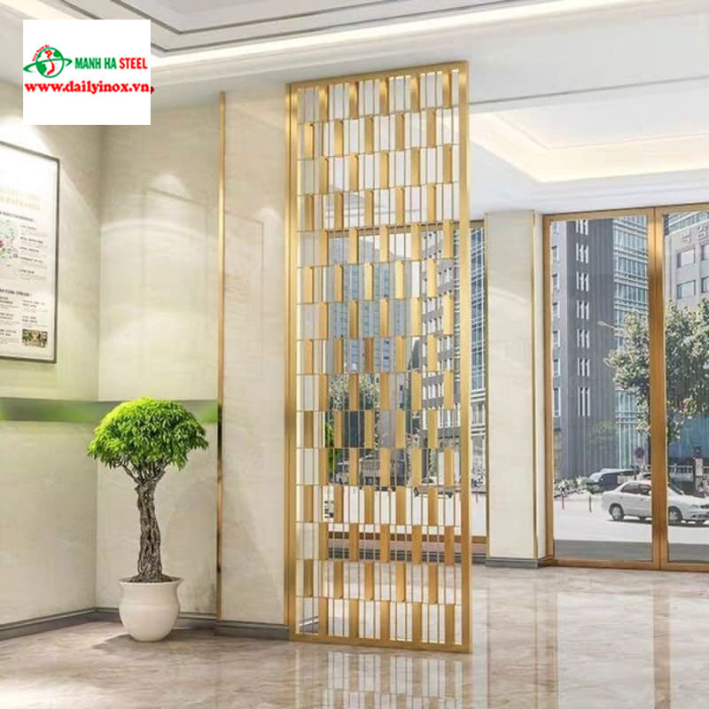 Vách CNC inox mạ vàng phong cách hiện đại
