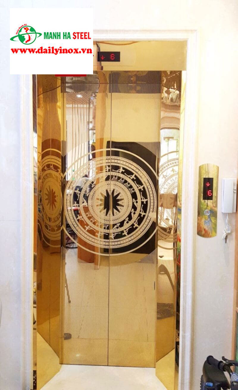 inox vàng thang máy