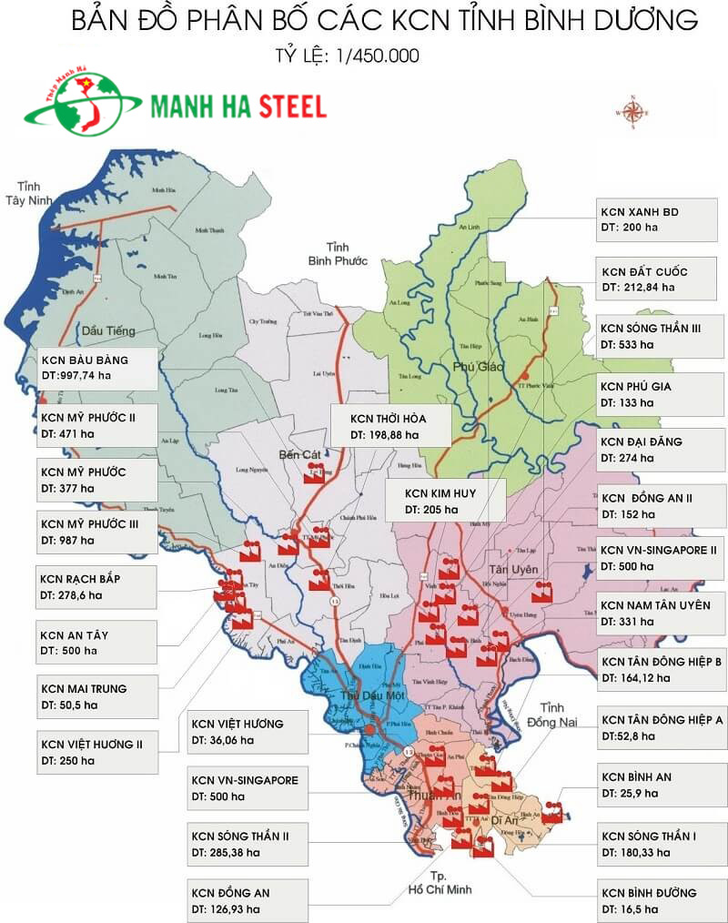 Bản đồ khu công nghiệp Bình Dương