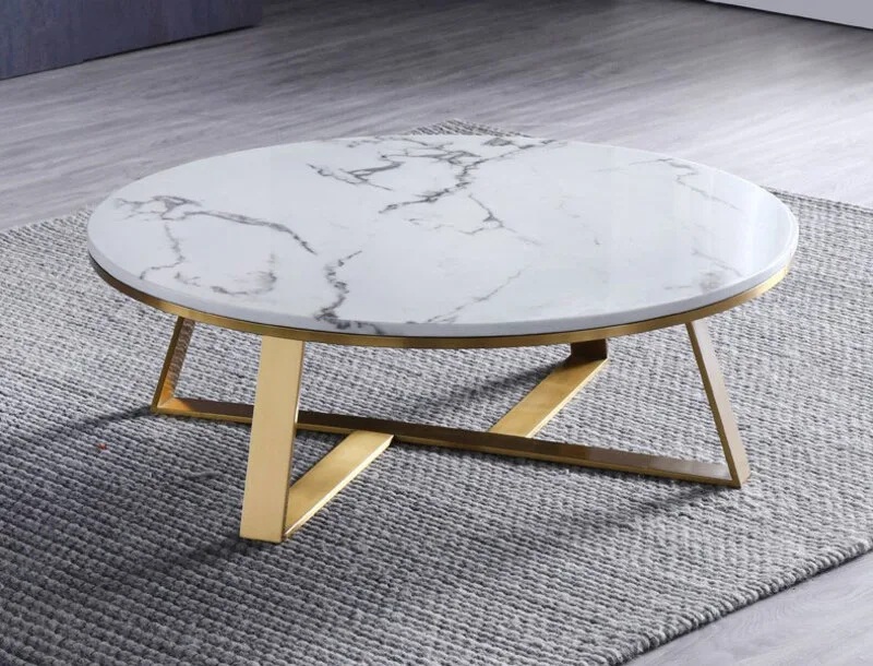 bàn trà inox mạ vàng