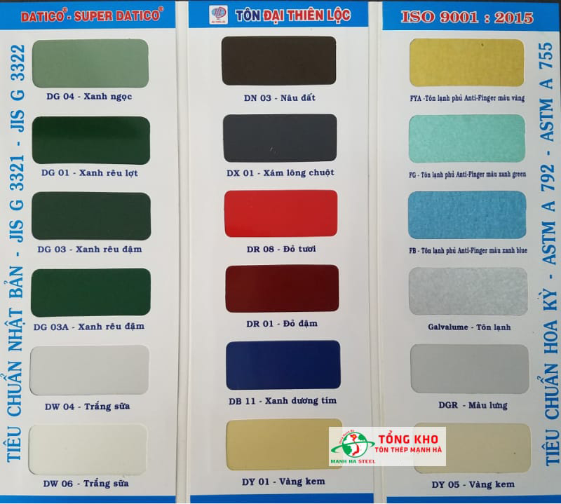 Bảng màu inox Đại Thiên Lộc