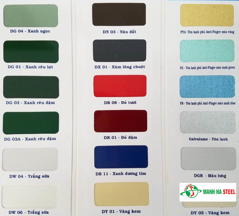 Bảng màu tôn lạnh