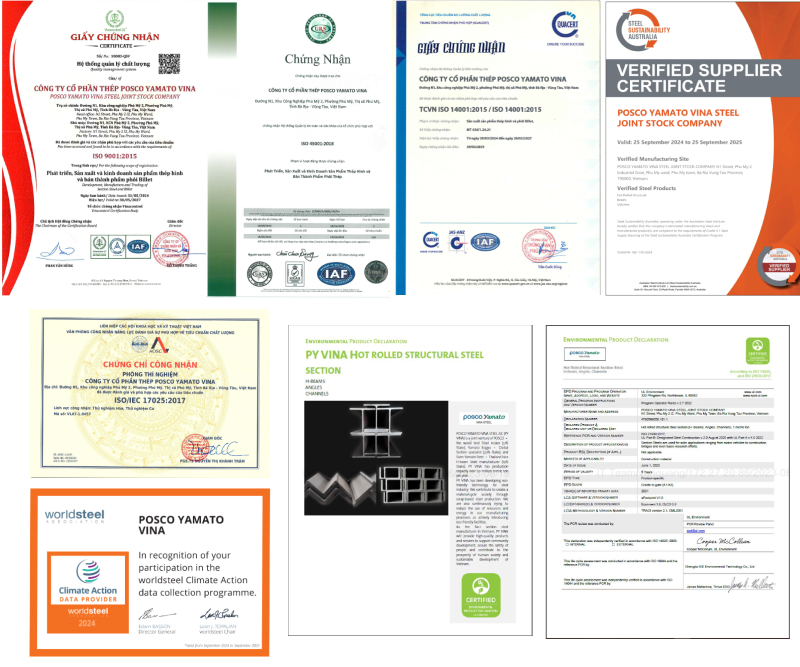 Các chứng nhận chất lượng của công ty thép Posco