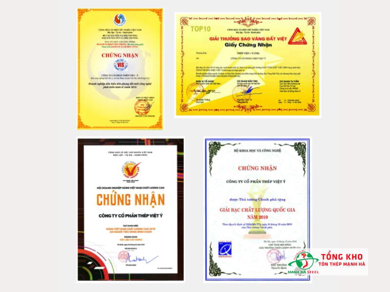 Các giải thưởng công ty thép Việt Ý đã đạt được