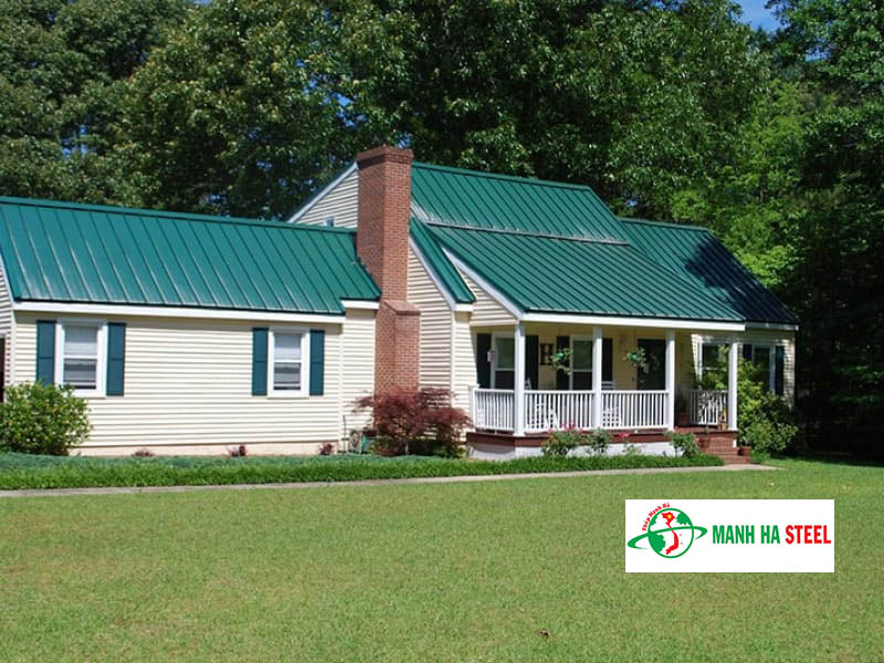 Mẫu mái lợp tôn lạnh màu xanh lá cây