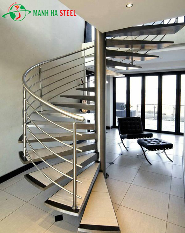 mẫu cầu thang lan can inox đẹp