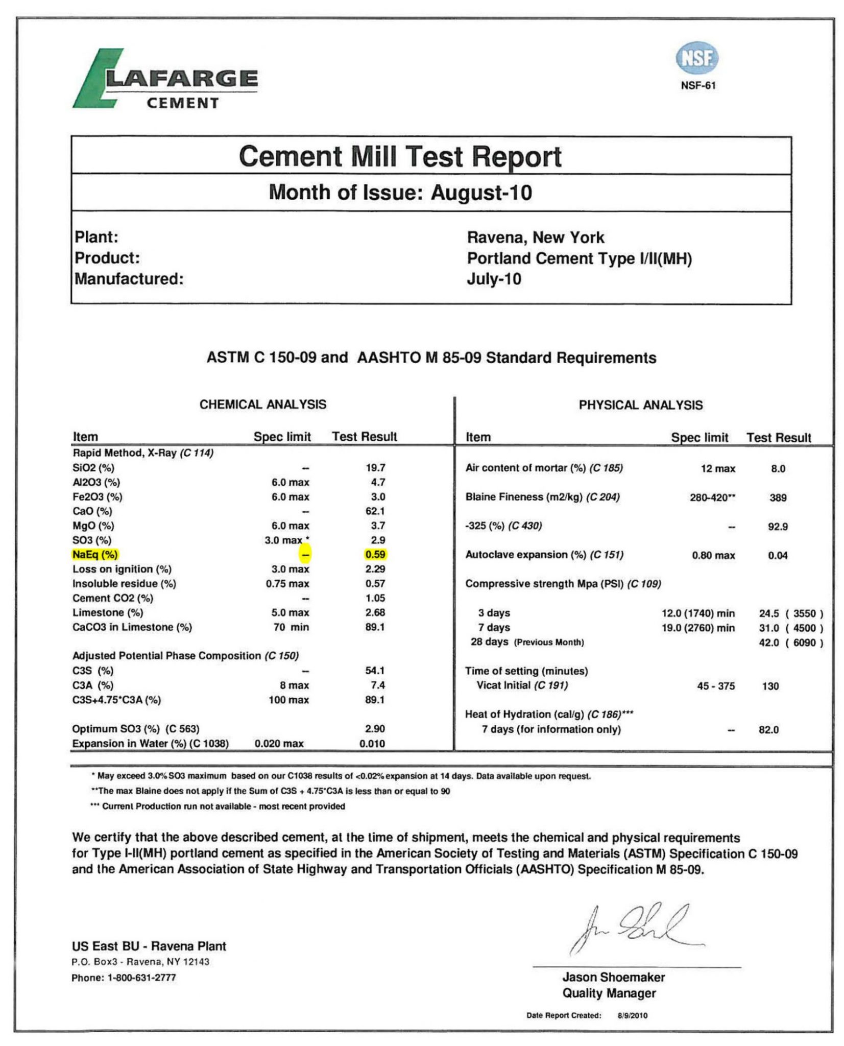 Mẫu Mill Test Certificate