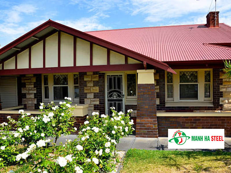 Mẫu nhà lợp tôn sóng tròn màu đỏ