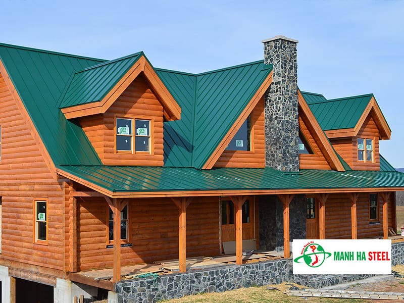 Mẫu nhà lợp tôn màu xanh rêu đẹp