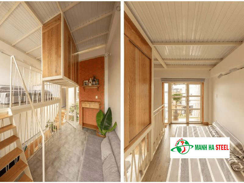 Mẫu trần nhà tôn xốp màu vàng kem