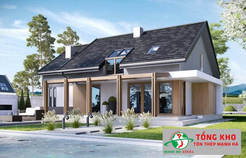 Nhà phố mái màu lông chuột ấn tượng