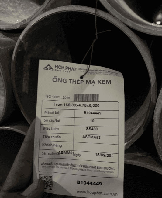 Ống thép đen theo tiêu chuẩn ASTM A53