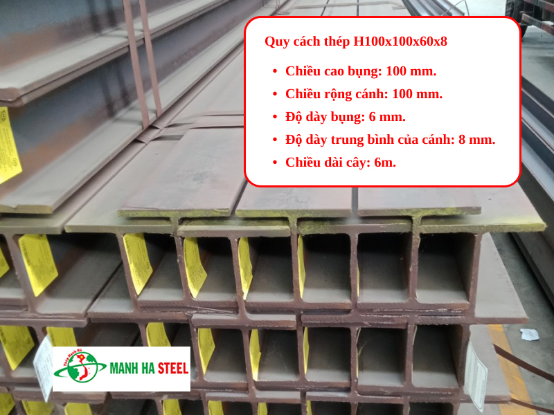 Quy cách thép H100x100x60x8