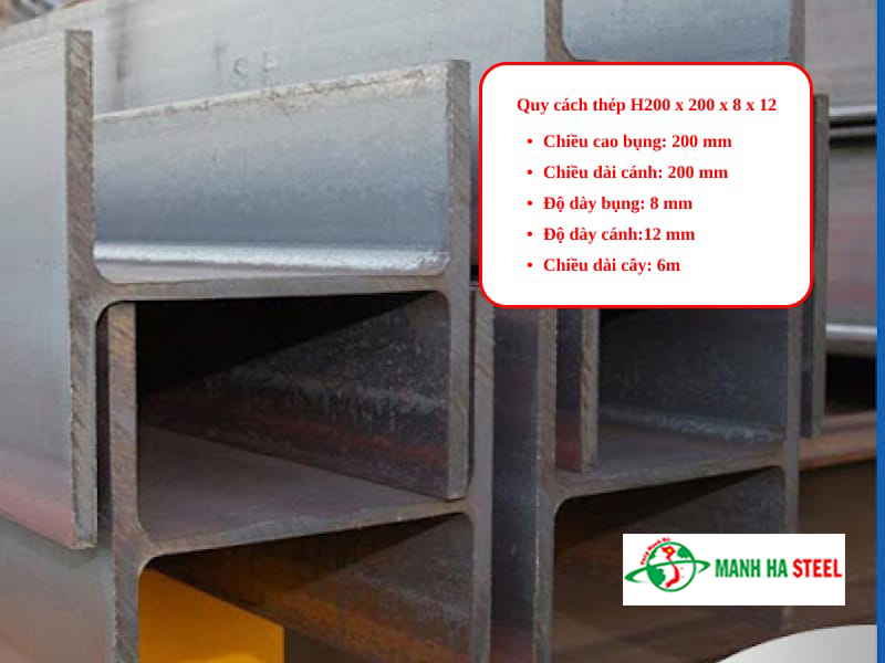 Quy cách thép H200 x 200 x 8 x 12