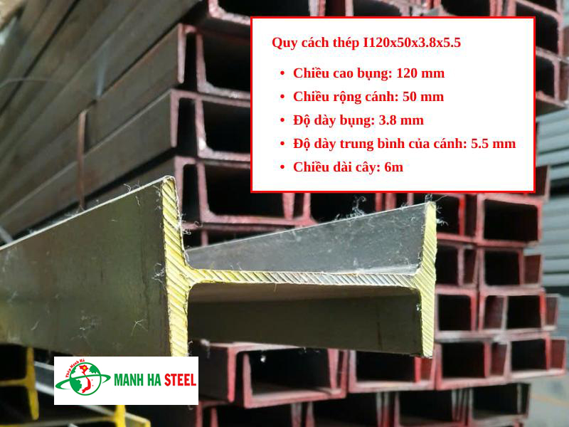 Quy cách thép I120x50x3.8x5.5