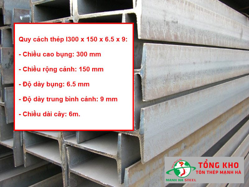 Quy cách thép I300x150x6.5x9