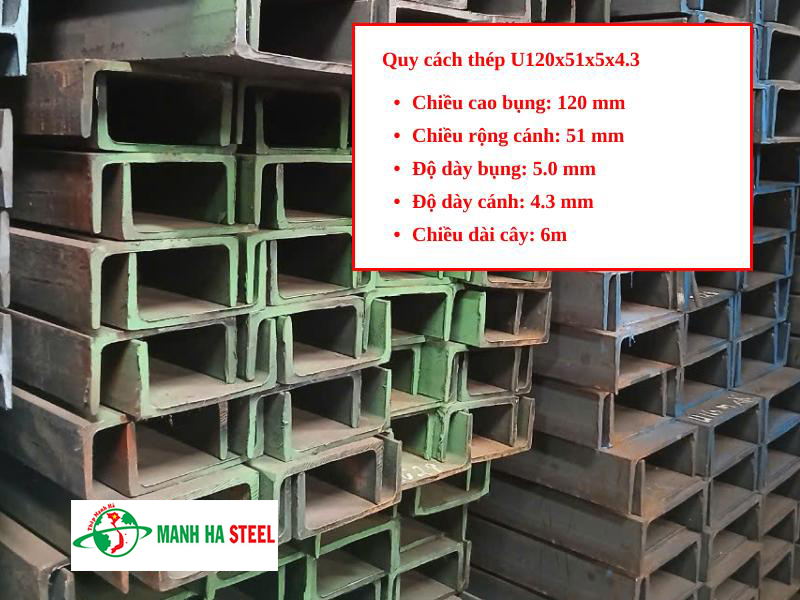 Quy cách thép U120x51x5x4.3