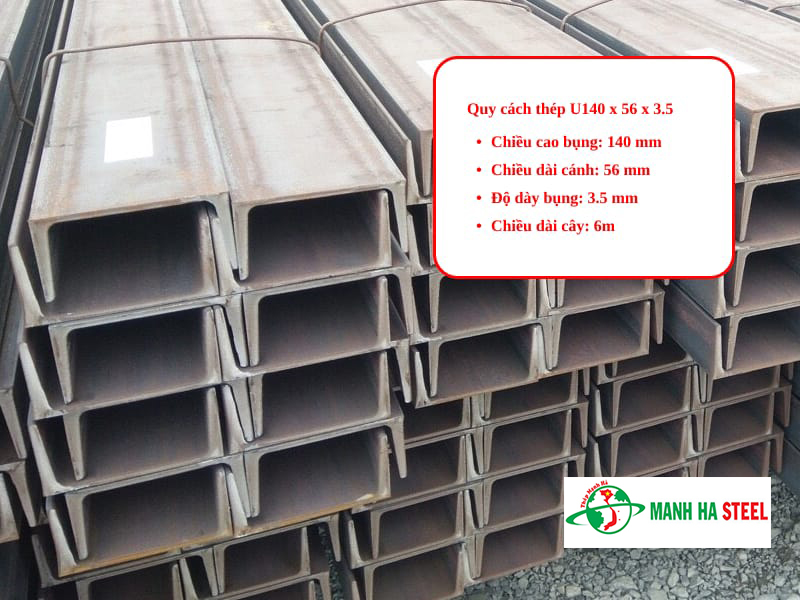 Quy cách thép U140x56x3.5