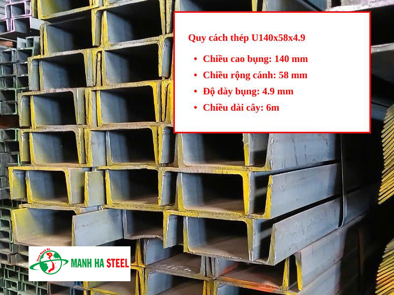 Quy cách thép U140x58x4.9