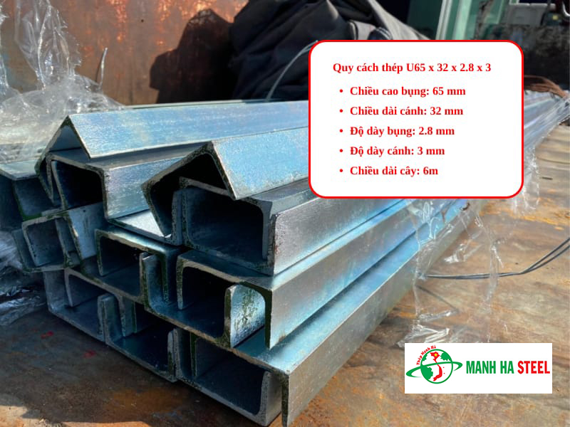 Quy cách thép U65 x 32 x 2.8 x 3
