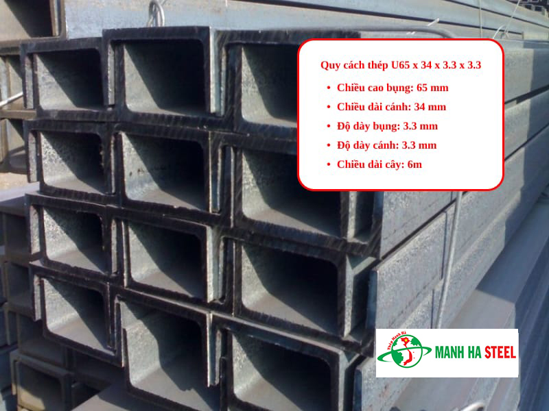 Quy cách thép U65 x 34 x 3.3 x 3.3