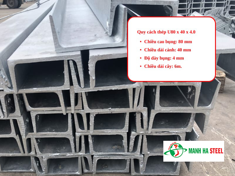 Quy cách thép U80x40x4.0