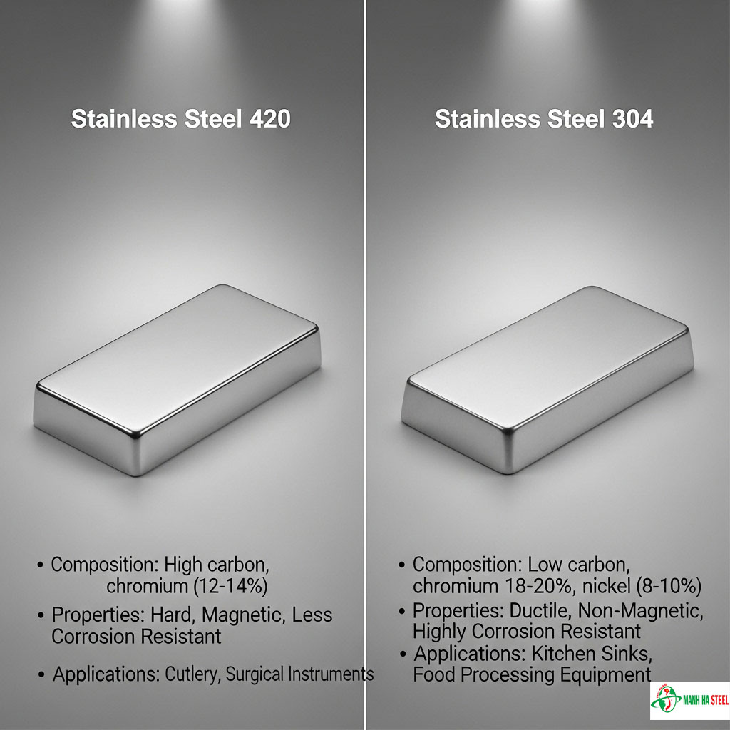 So sánh inox 420 và 304