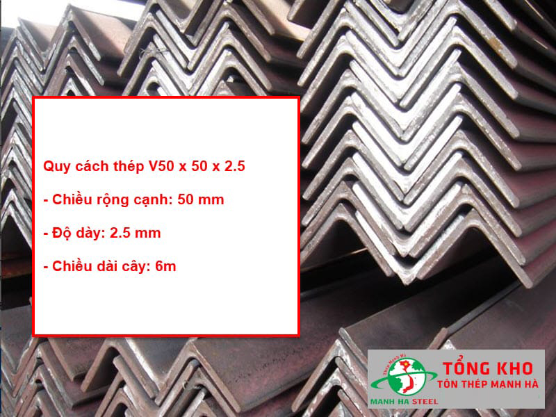 Quy cách thép V50x50x2.5