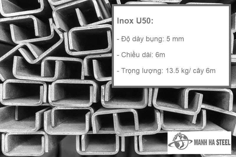 Thông số kỹ thuật thanh inox U dày 5mm