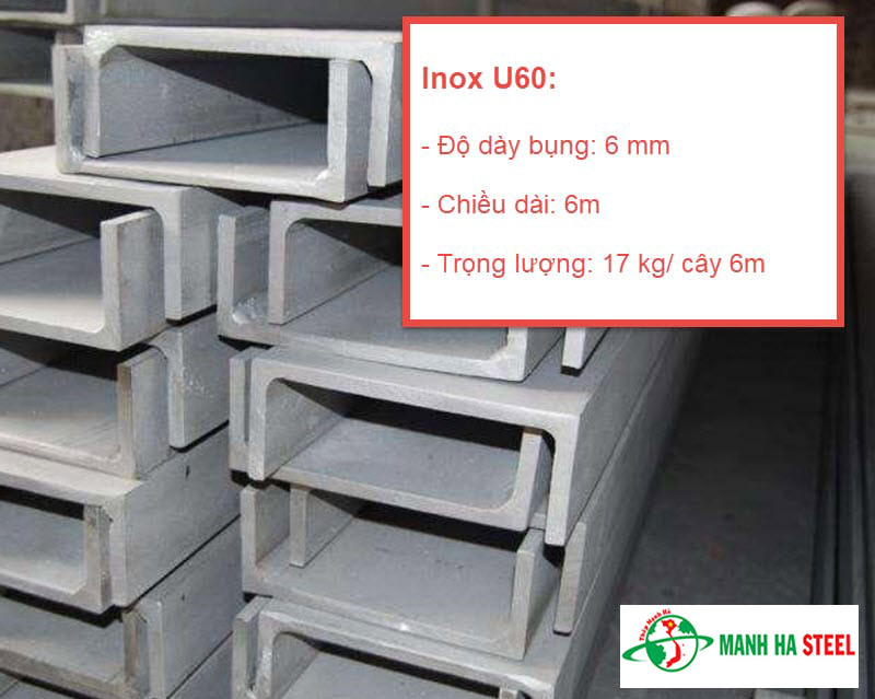 Thông số kỹ thuật thanh inox U dày 6mm