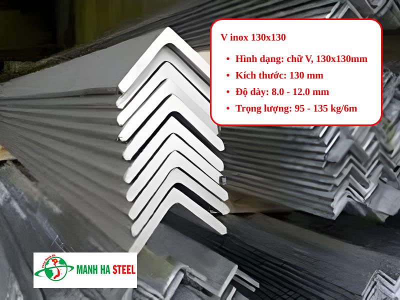 Thông số kỹ thuật thanh V inox 130x130
