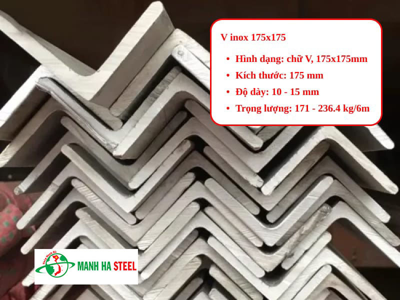 Thông số kỹ thuật thanh V inox 175x175