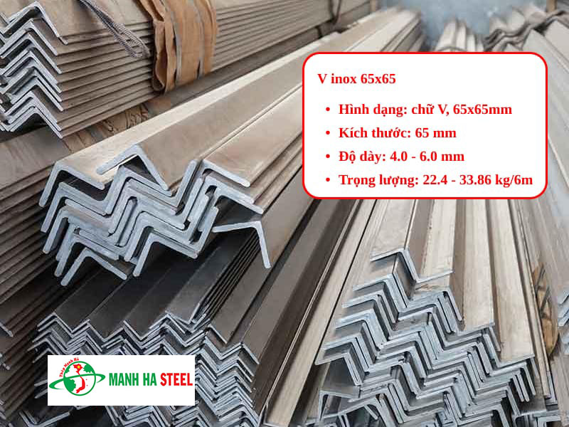 Thông số kỹ thuật thanh V inox 65x65