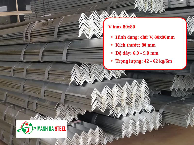 Thông số kỹ thuật thanh V inox 80x80