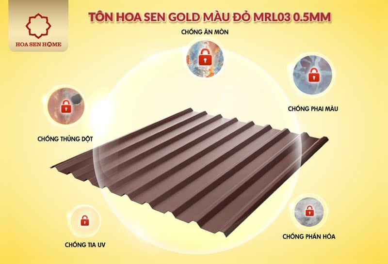 Kết cấu tôn Hoa Sen Gold kháng ăn mòn hiệu quả