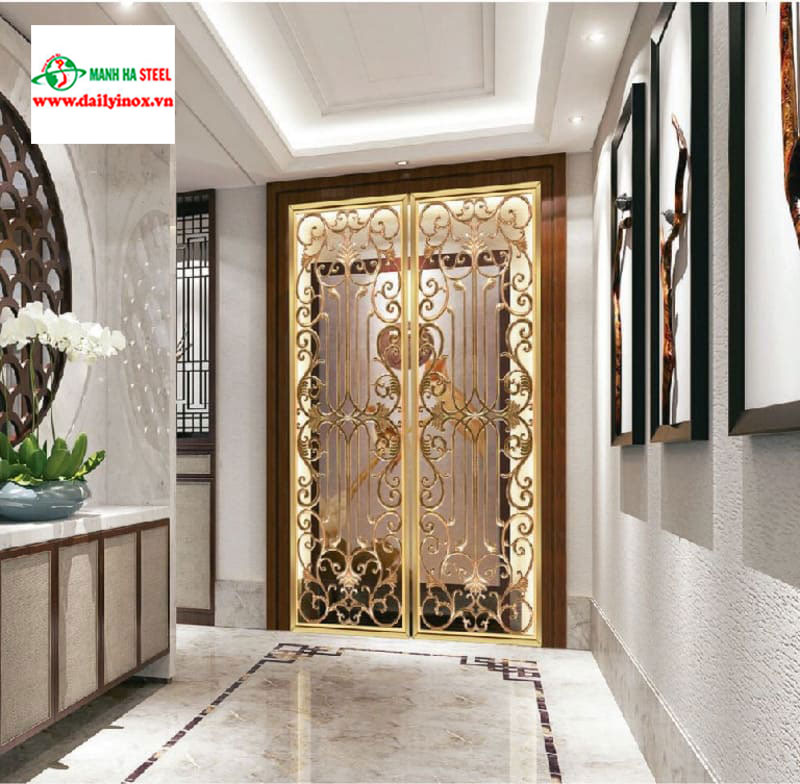 vách cnc inox mạ vàng
