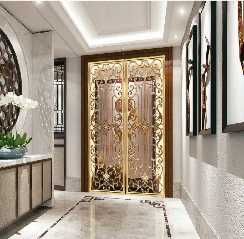 Vách Ngăn Inox Mạ Vàng hoa cúc