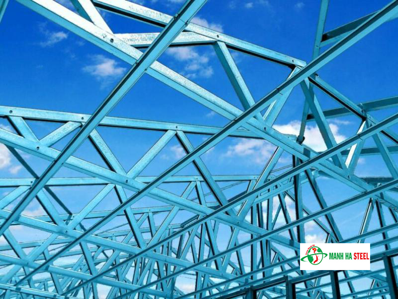 Khung kèo kết hợp vì kèo thép V và thép hộp