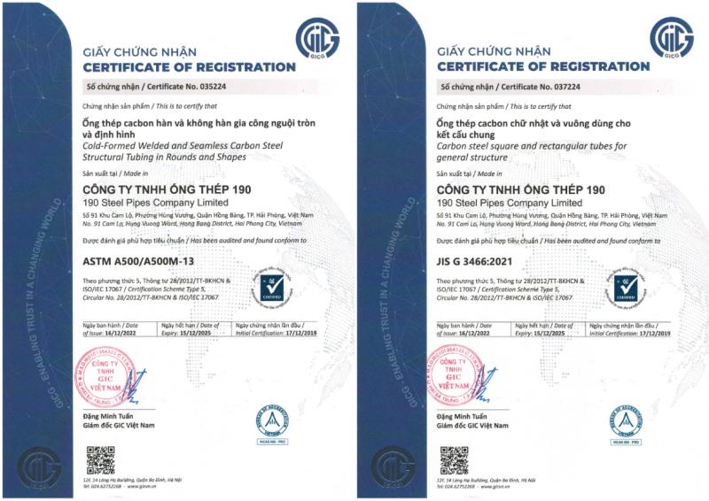 Bảng Báo Giá Thép Hộp Ống Thép 190