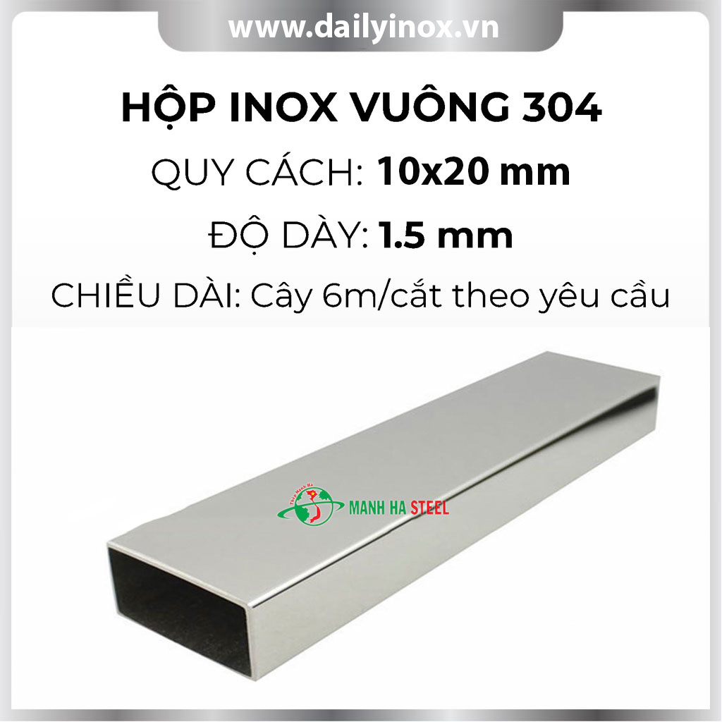 Hộp inox chữ nhật trang trí 10x20