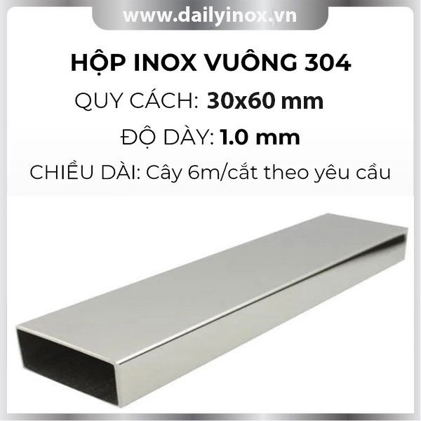 Hộp inox chữ nhật trang trí 30x60