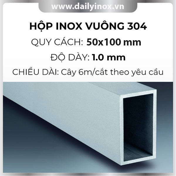 Hộp inox chữ nhật trang trí 50x100