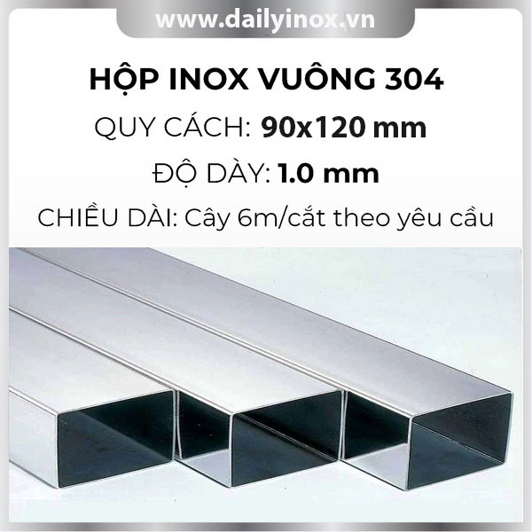 Hộp inox chữ nhật trang trí 90x120