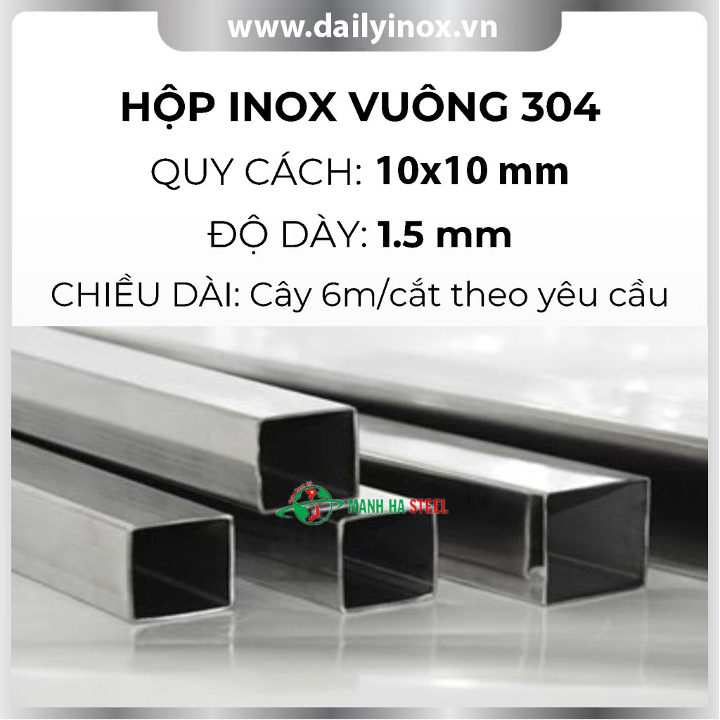 Hộp inox vuông trang trí 10x10